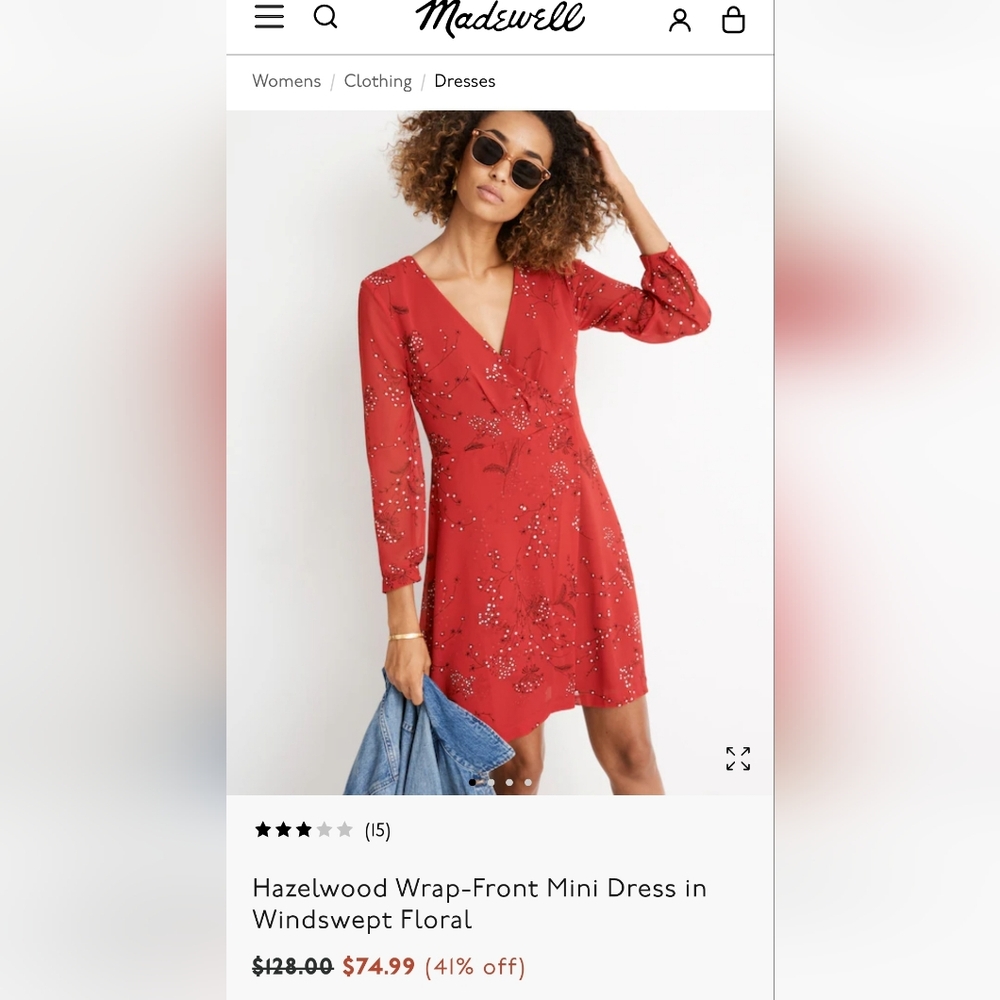 MADEWELL "Hazelwood" Faux Wrap Mini Dress - Size 6 - Picture 16 of 16